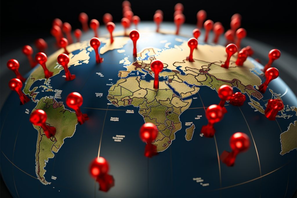 Globe with pins