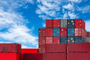 Container logistic. Cargo and shipping business. Container ship