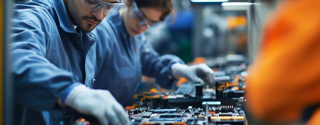 Workers Assembling Circuits
